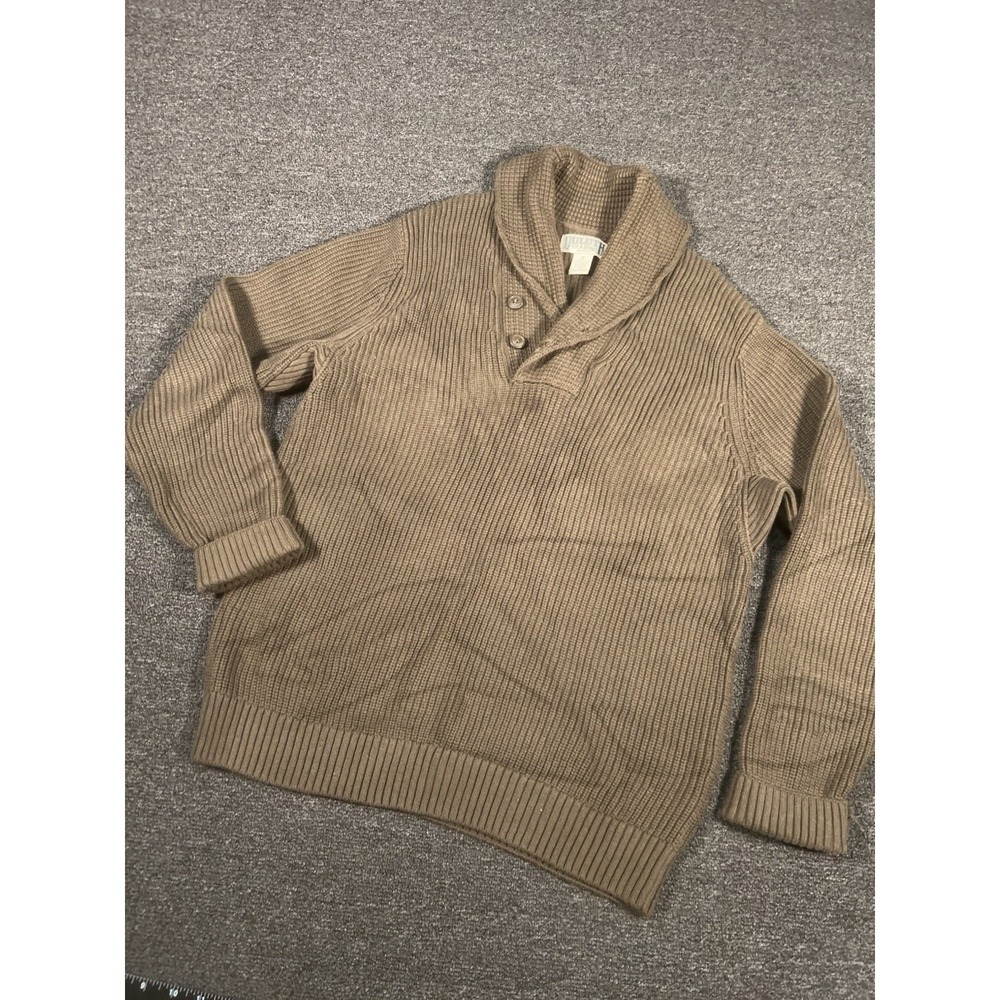 Duluth Trading Sweater Men Medium Olive Brown Brigadier Commando Shawl Wool